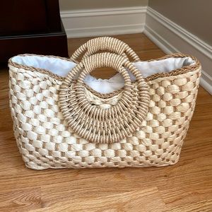 Beige Braided Tote Bag, used once